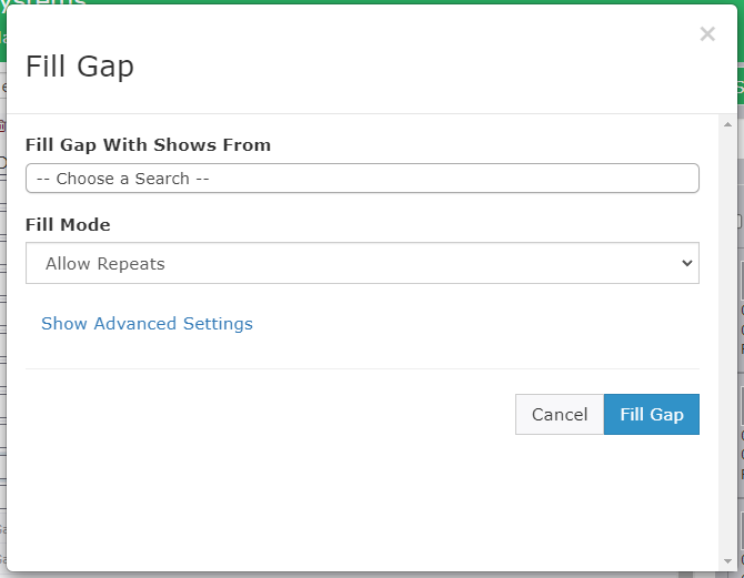 Fill Gap Dialog ><